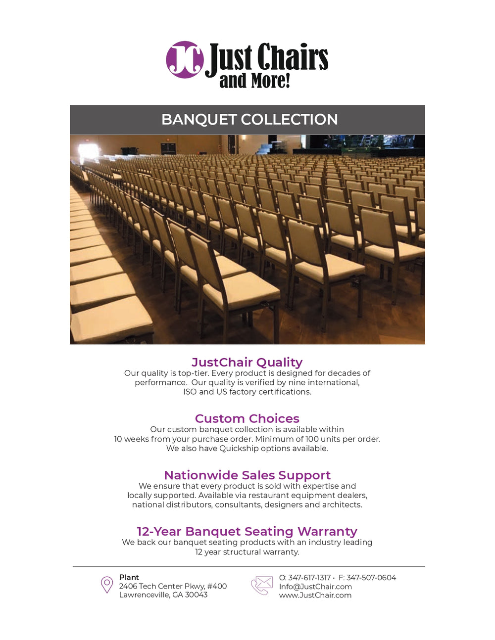 JustChair Banquet Collection Catalog